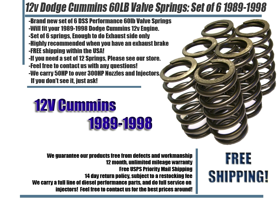 60lb Heavy Duty Valve springs 19891998 FITS Dodge Cummins® 12V 60 SET
