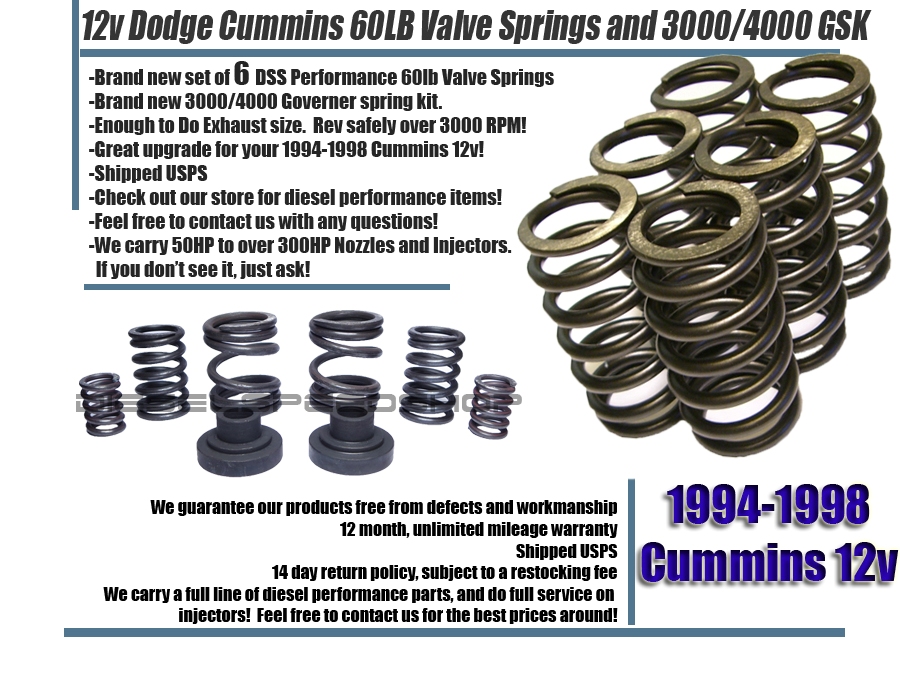 Details about    3k & 4k GSK Governor Spring Kit For Dodge Cummins 94-98 HP10029 3,000-4,000 RPM